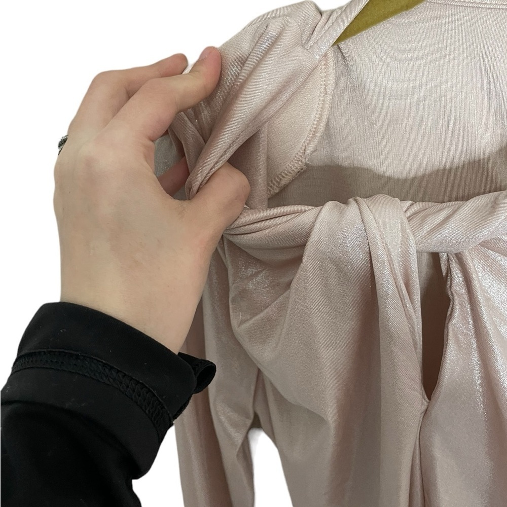 Astr Metallic Pink Long Sleeve Bodysuit - Picture 8 of 8